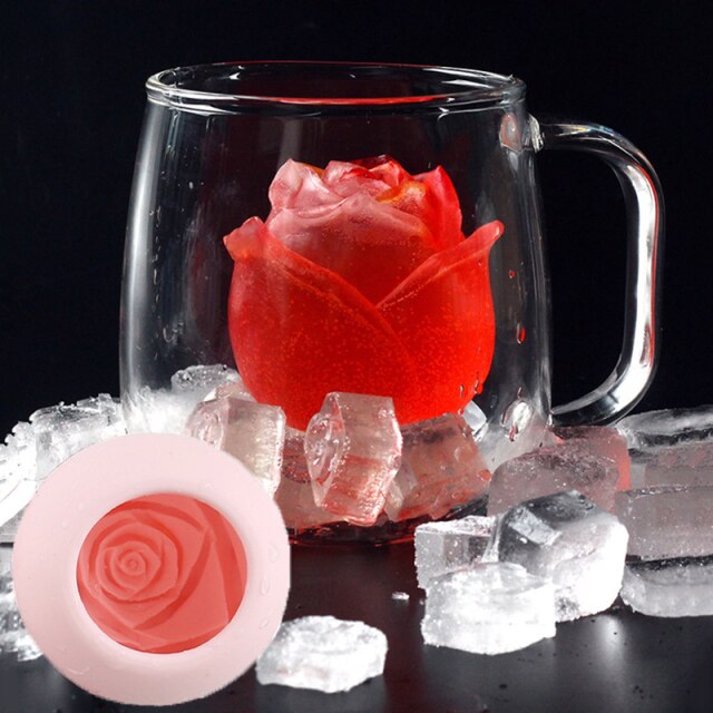 3D Silicone Rose Shape Ice Cubes Mold,Silicone,Reusable Rose Ice Cubes  Mold,Food Grade Silicone Ice Molds, Make Rose Shaped Ice Flowers,For Wine