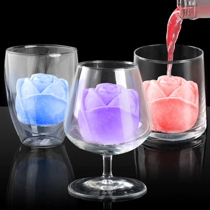 Rose Flower Ice Cube Mold Silicone Ice Compartment Small Block Ice Box  Creative Whisky Silicone Ice